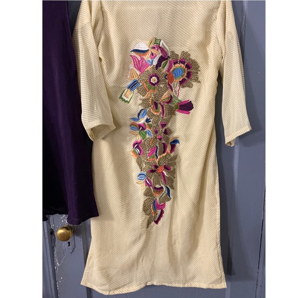 Nude and Plum Embroidered Casual Shalwar Kameez - Picture 2 of 5
